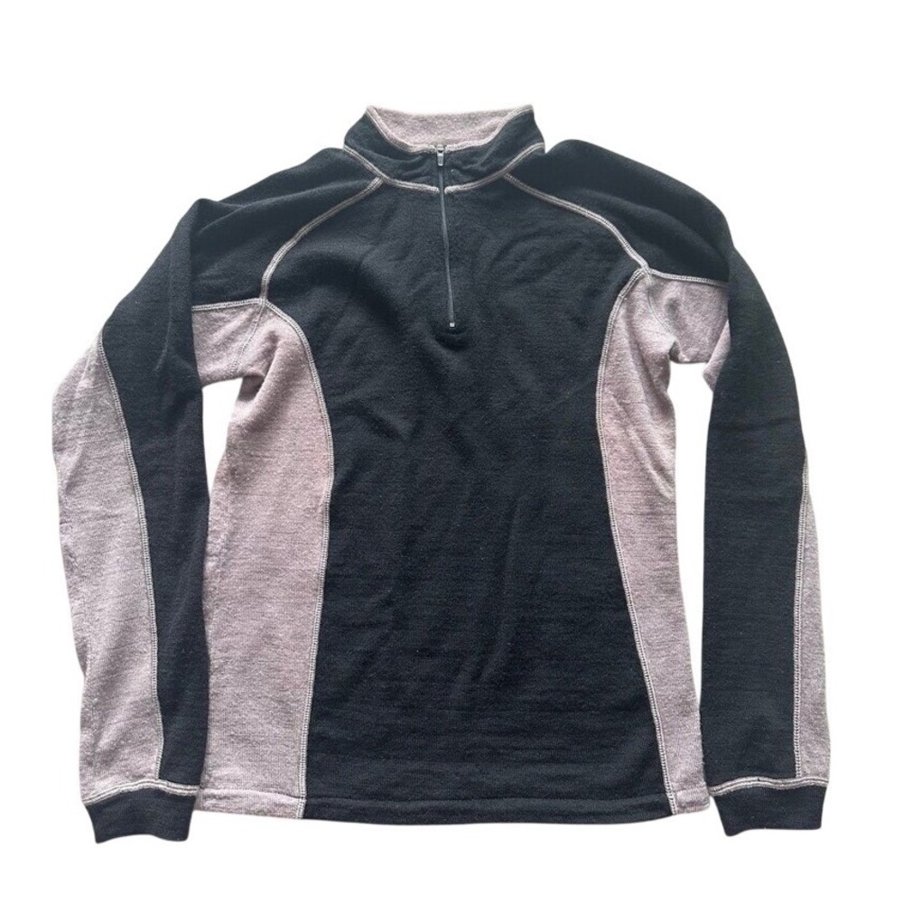 Kuhl Sweater Womens Black 100% Merino Wool 1/4 Zip Long Sleeve Knit Medium